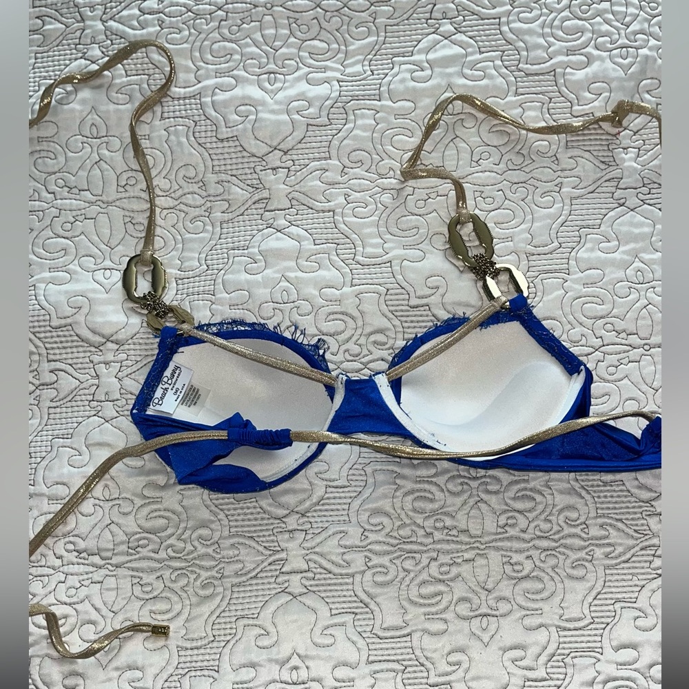 Beach Bunny Blue and Gold Bikini Top